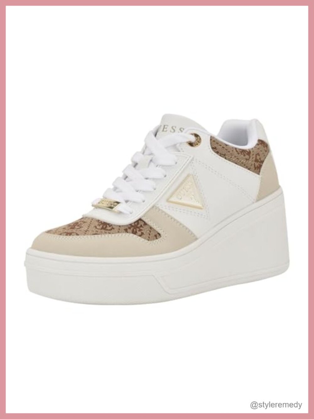GUESS Rozinn Lace-Up Platform Wedge Sneakers Synthetic Pull-On